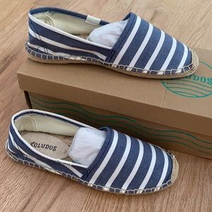 NEW! Soludos Classic Stripe navy/white espadrilles women's size EUR 37/ US 7